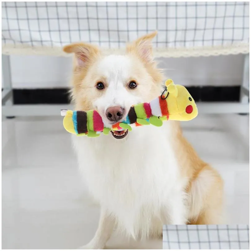 plush stuffed pet dog toys sound cute caterpillar chew squeak toys for dogs teeth cleaning cats dog products chewing toy