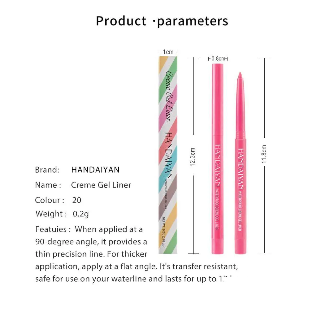 handaiyan 20 colour cream gel eyeliner pencil makeup rotate eyeliners waterproof pearlescent matte not easy to dizzy eyes make up