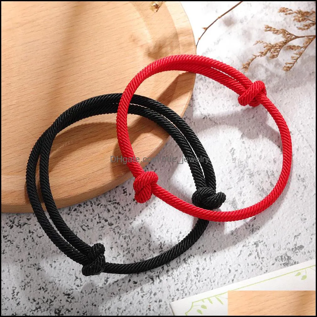 2021 lucky red rope thread link bracelet women men boho handmade adjustable woven string distance couple bracelets jewelry gift