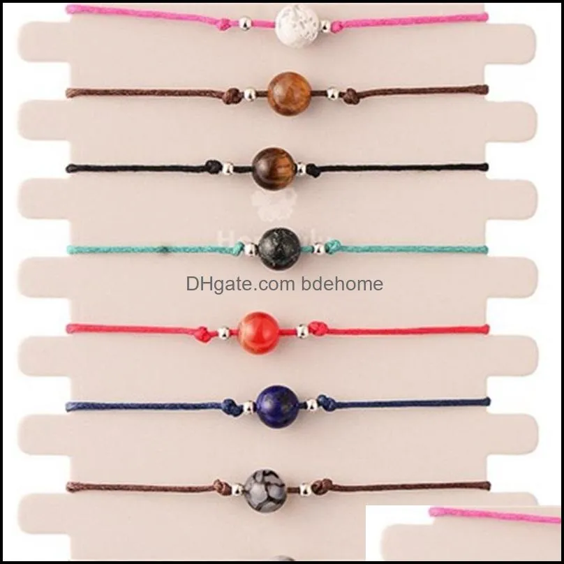 12pcs/sets natural stone handmade woven charms bracelets bangles for women adjustable rope wristband jewelry children birthday gift 3636