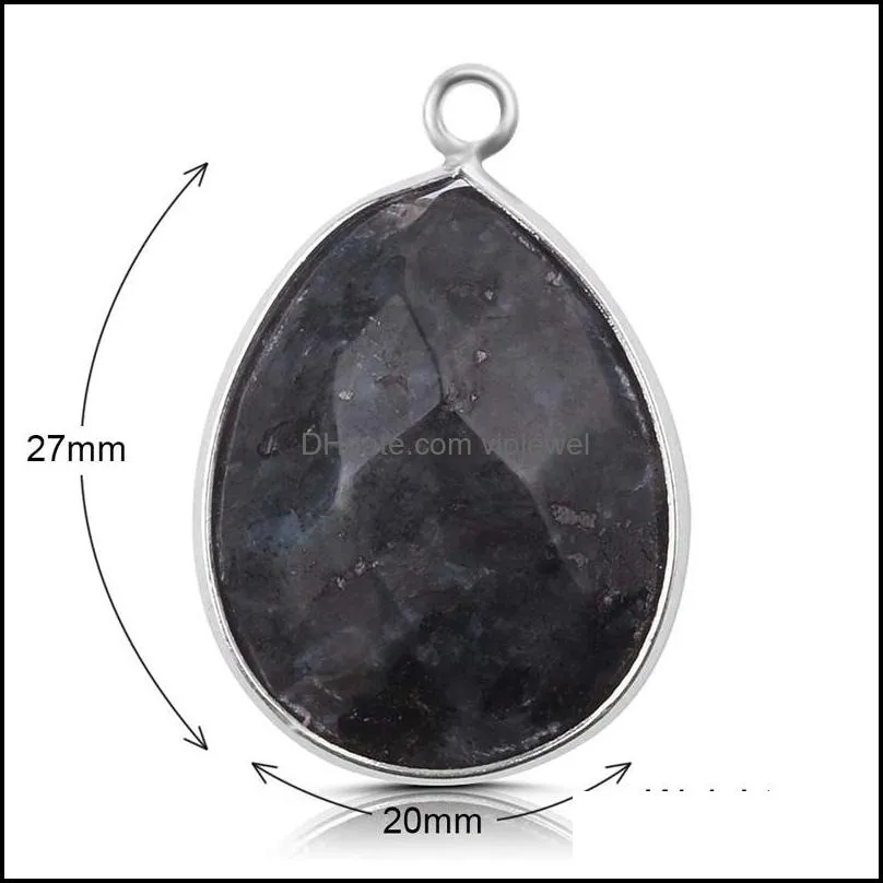 2019 natural black flash stone charm handmade pendant for necklace charms jewelry making accessories diy