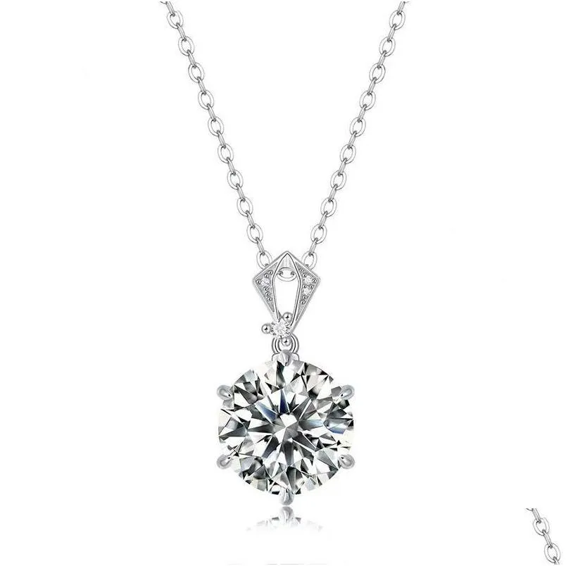 pendant necklaces trendy 925 sterling silver 10ct d color vvs1 moissanite necklace for women jewelry diamond test pass charm