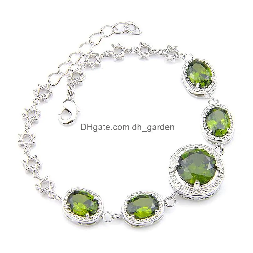 luckyshine 925 sterling silve plated for women fashion green zircon charm bracelet weddings party bracelets s 8