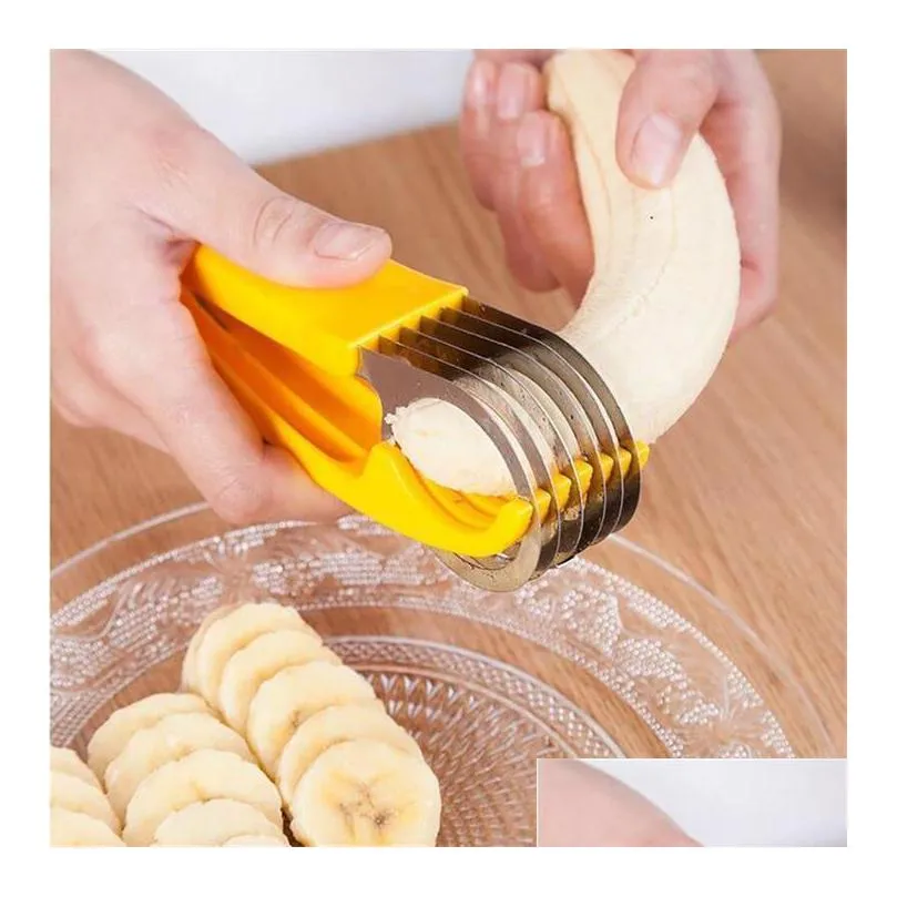 stainless steel banana cutter fruit vegetable sausage slicer salad sundaes tools cooking tools kitchen accessories gadgets