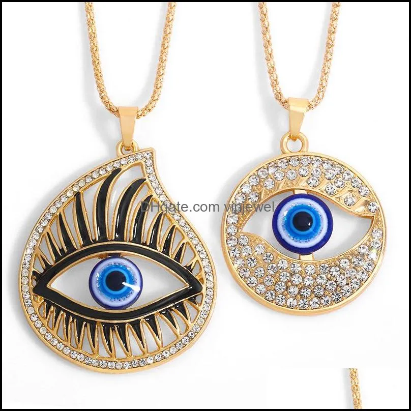 turkey evil blue eye necklace sweater chain jewelry crystal fatima hand pendant necklaces for women