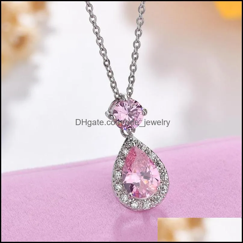 teardrop cubic zirconia necklace pendant high quality brand cubic zirconia water drop earrings wedding jewelry cz stone dangle ear