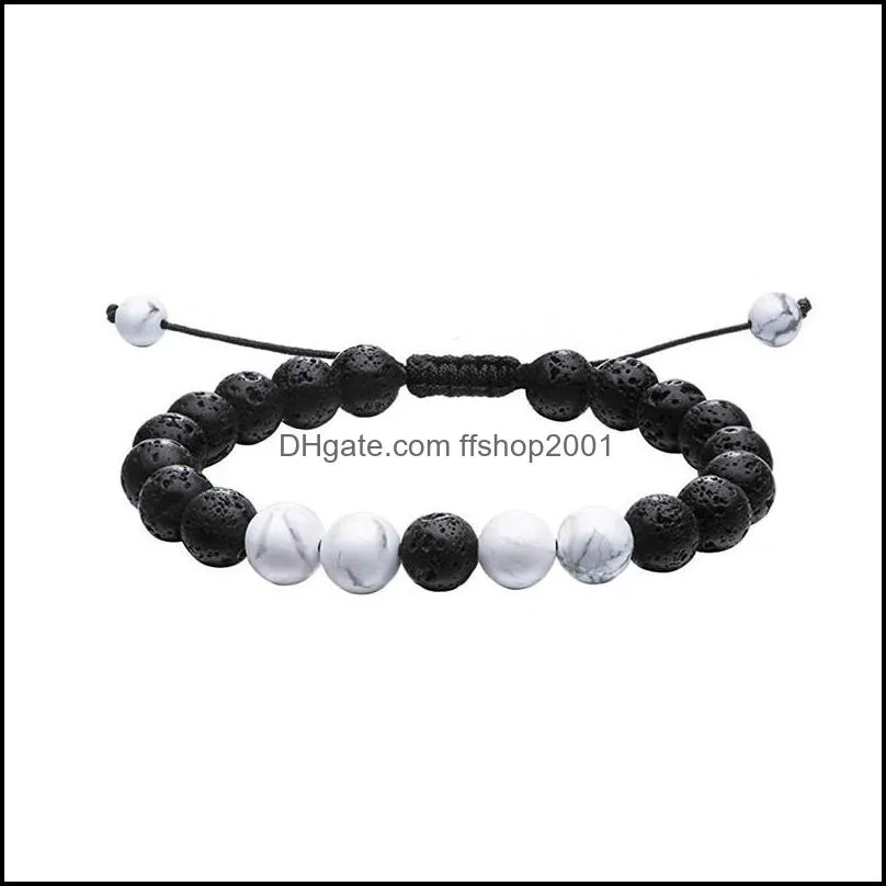 adjustable tiger eye lava stone bracelets braided rope bangle charm 7 chakra beads yoga aromatherapy bracelet q86fz