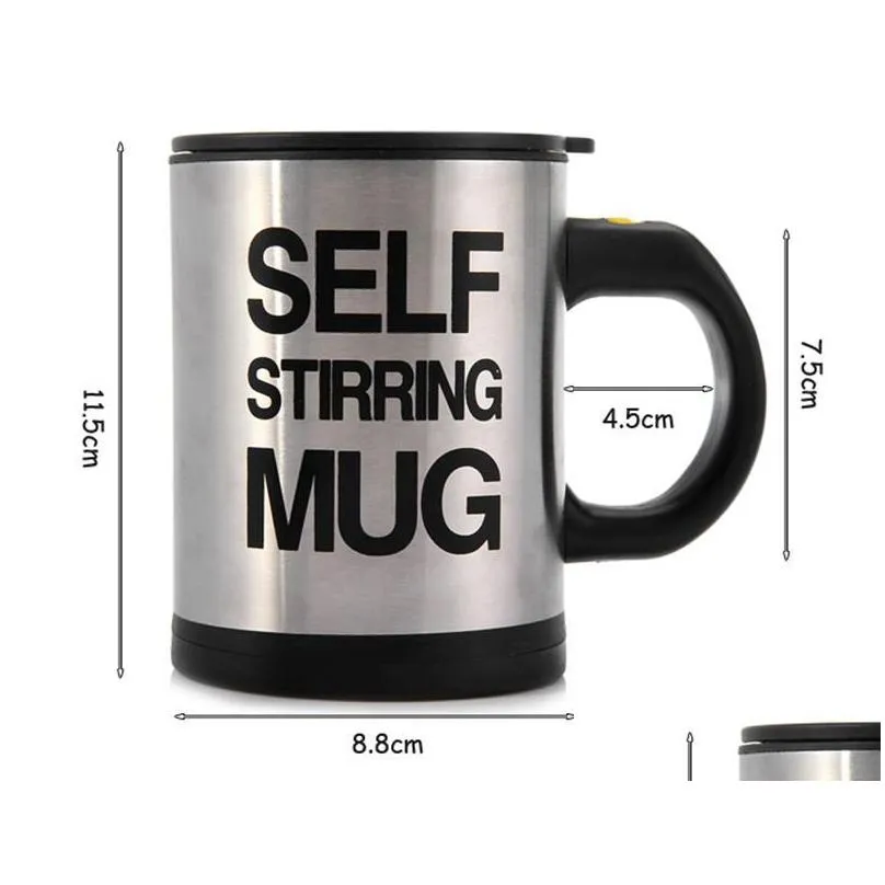 self stirring coffee cup 400ml automatic mixing tea cup stainless steel coffee cup drinking mug electric coffee mixer