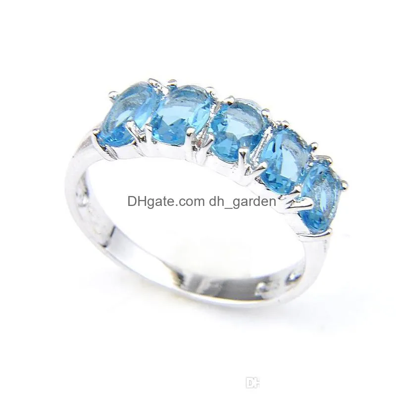 luckyshine arrival full oval sky blue topaz gemstone 925 sterling silver plated for women charm gift party rings jewelry r0434