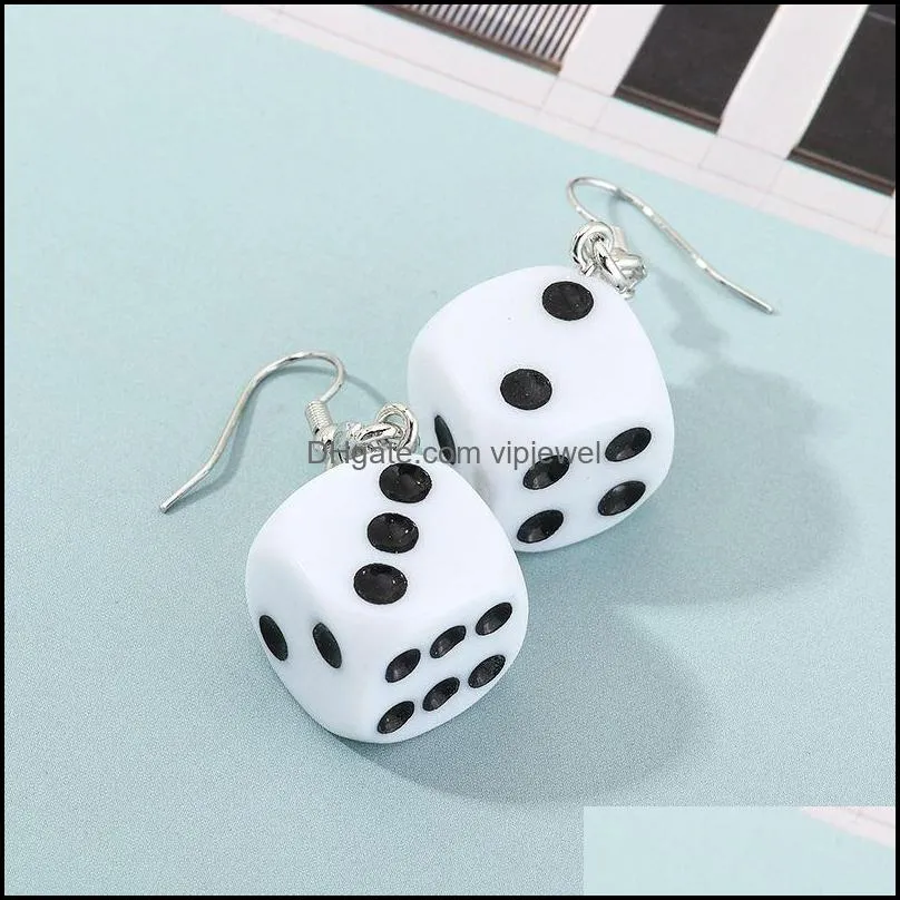 personality funny acrylic 3d dice earrings dangle cool punk drop earring tassel women men jewelry