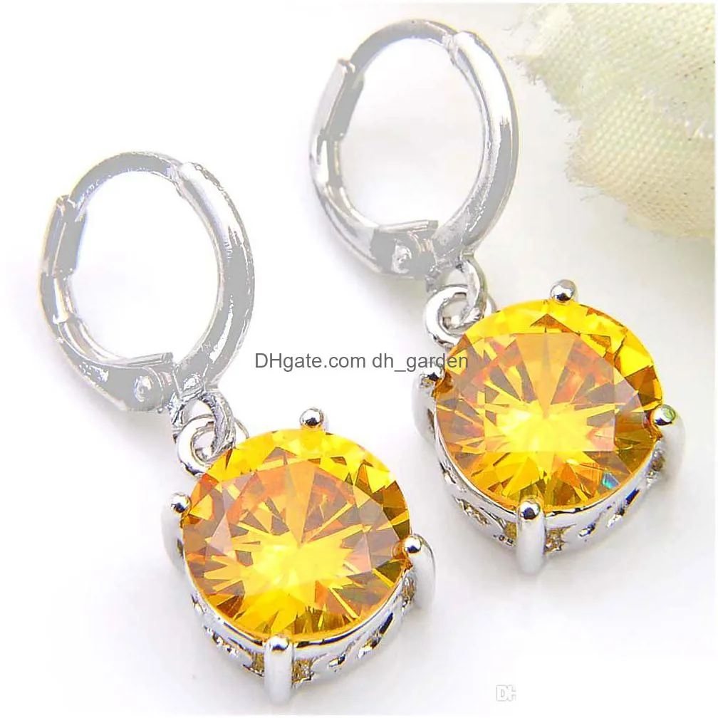 luckyshine fine women jewelry gift multicolor round peridot garnet topaz earrings 925 sterling silver earrings russia wedding party