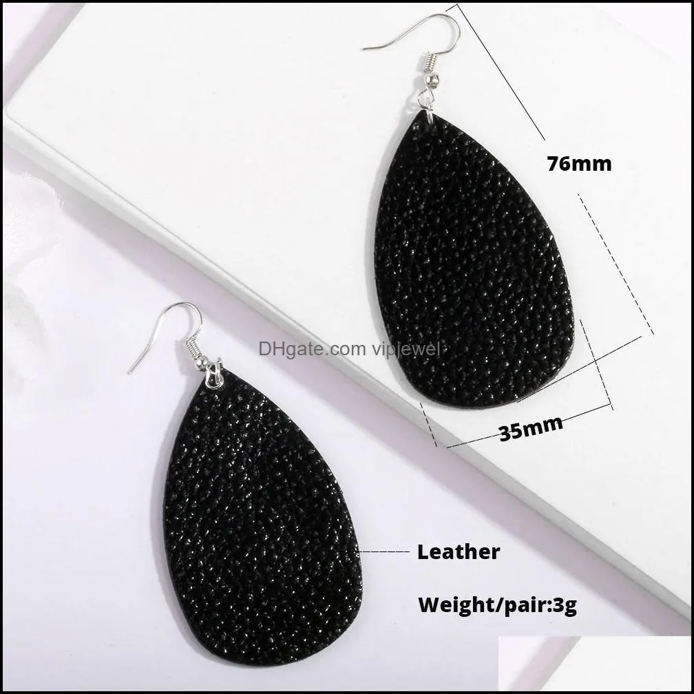 unique design pu leather oval earrings fashion statement colorful teardrop earring jewelry gifts for women girls