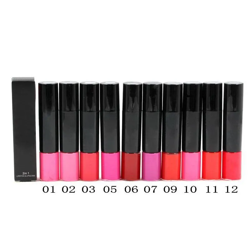 2 in 1 lipstick and lipgloss makeup rouge a levre nutritious easy to wear 10 color lips beauty