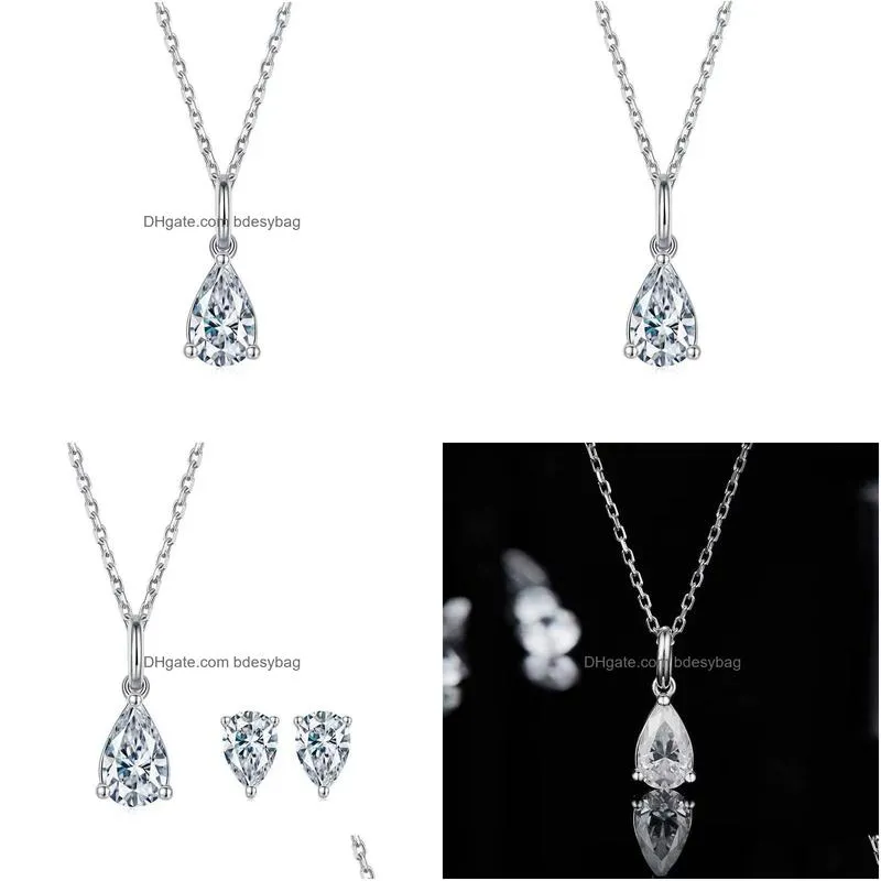 other trendy 1 d color vvs1 pear cut moissanite penant necklace 925 sterling silver gra charm birthday giftother