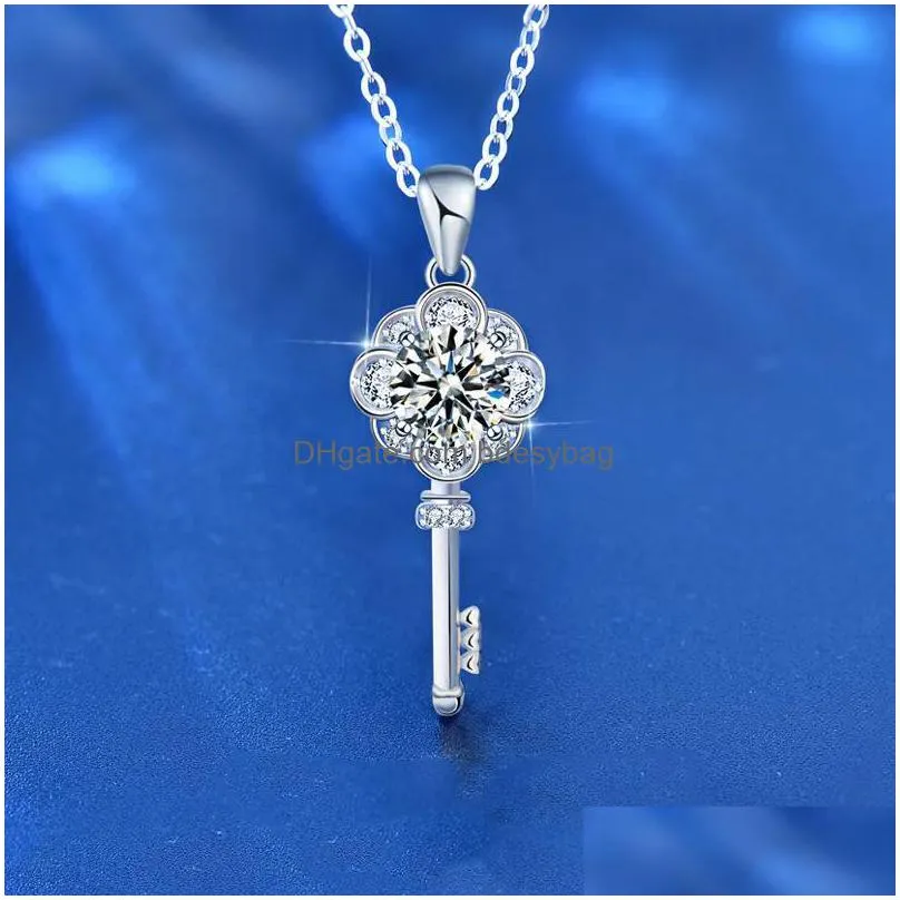 other trendy 1 d color moissanite key necklace women jewelry 100 925 sterilng silver vvs pendant neckklace giftother