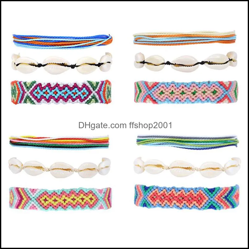 bohemian braided shell bracelet unisex handmade multi color woven bangle summer beach adjustable for women jewelry q582fz