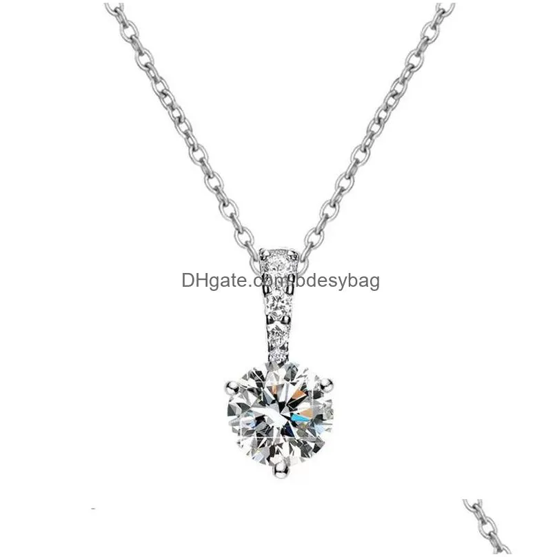 other trendy real 1 d color moissanite diamond necklace women jewelry 100 925 sterling silver clavicle with gra giftother otherother