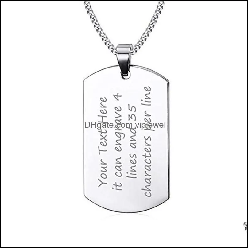 50mmx28mm stainless steel blank dog tag engraving charms custom personalized pendant for for necklace keychain diy polished making