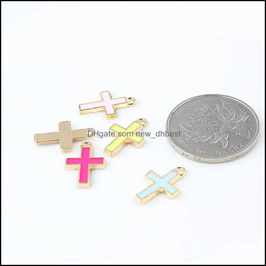 6 colors enamel cross jesus pendants 10pcs/lot crucifix charms fashion jewelry diy accessories for bracelets necklace earrings making