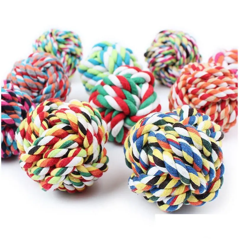 pet puppy cotton chew knot rope pet dog toys interactive durable ball shaped pet dog cotton braided toy