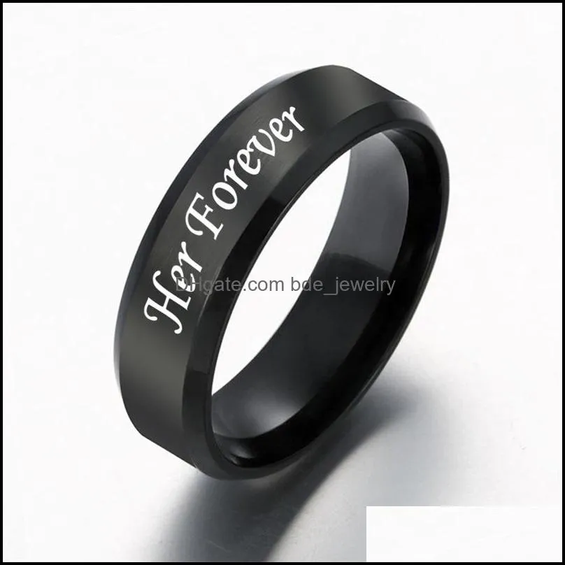  trendy 6mm stainless steel his always her forever couple ring simple wedding engagement lovers rings valentines present