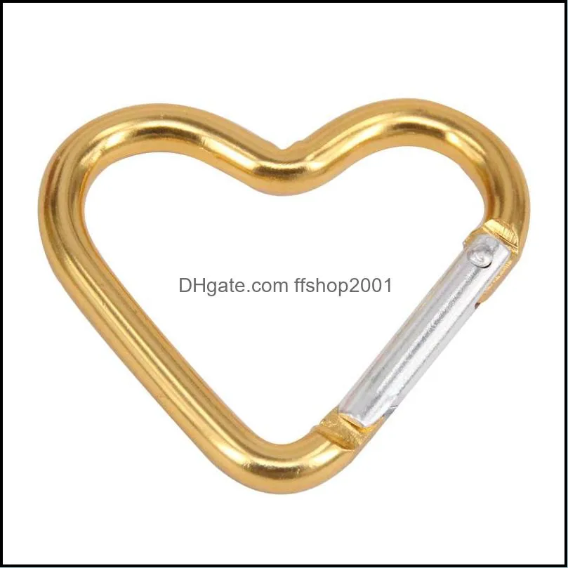 aluminum carabiner key rings heart buckles keychain clip sport keyring hook water bottle hanging climbing keyfobs dhs
