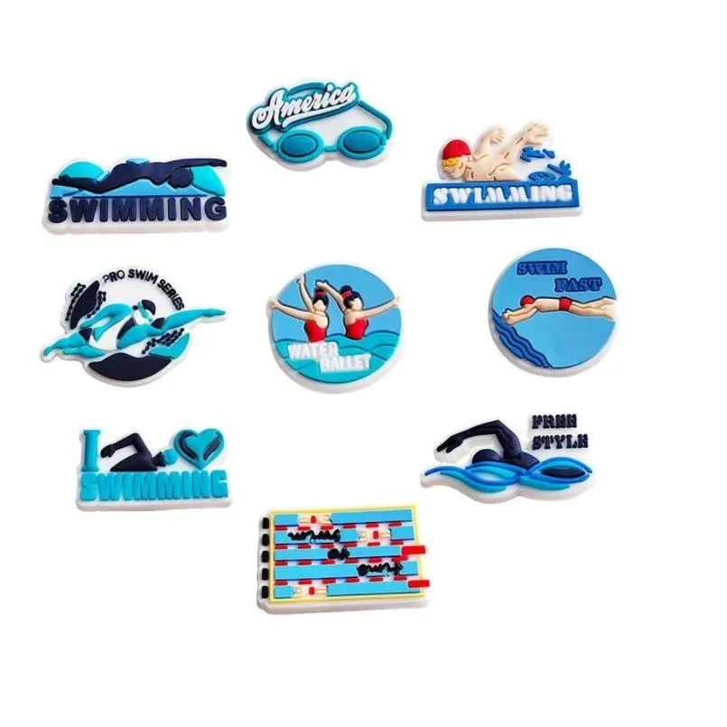 swimming charms shoe pvc cartoon croc decoration buckle accessories clog pins charm buttons football sports buckles