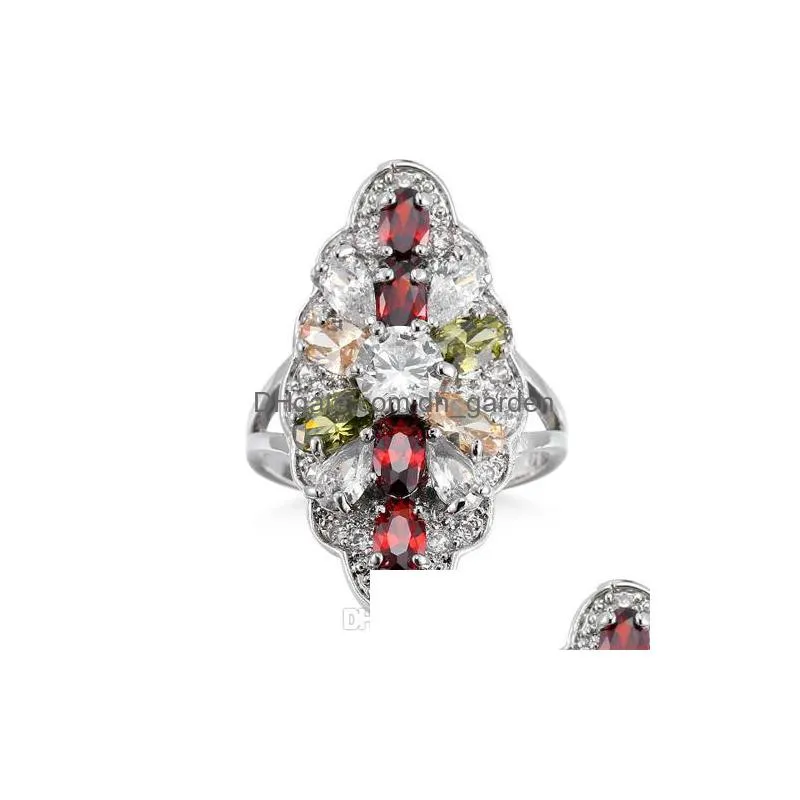 10 pieces /lot luckyshine optional fire white multicolor crystal cubic zirconia 925 sterling silver rings sets women christmas holiday