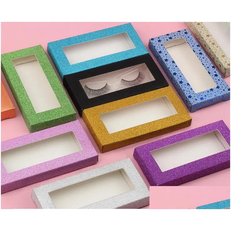 empty eyelash packaging box colorful lash makeup case rectangle frosted false strip boxes make up faux cils cases