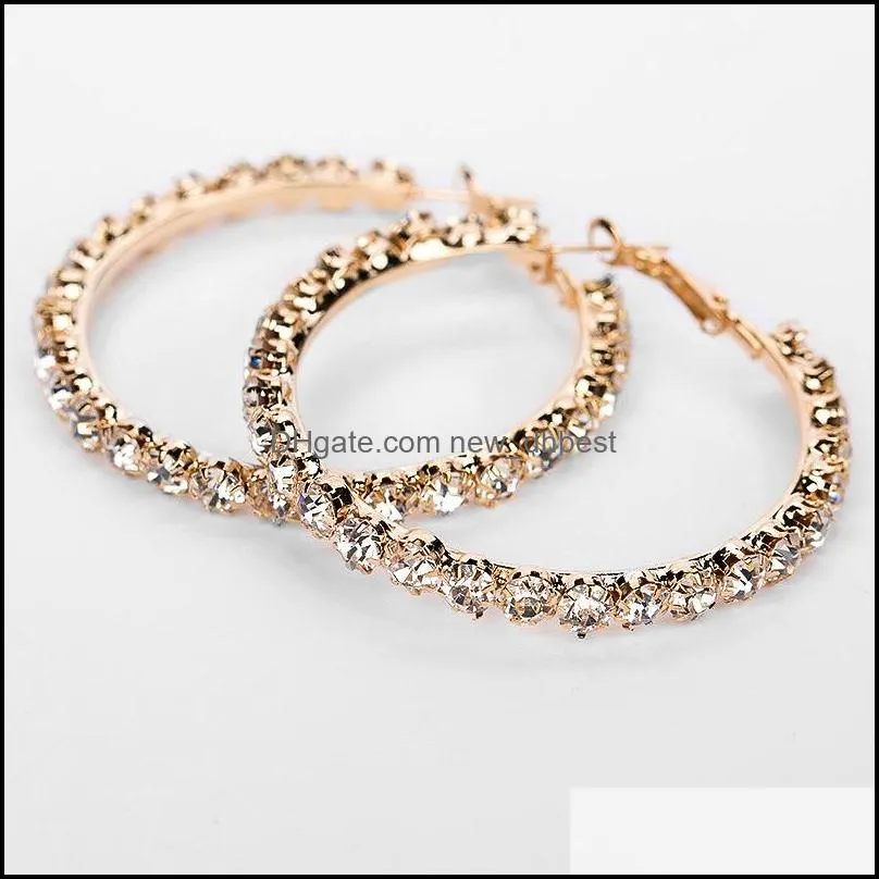  design crystal rhinestone hoop earrings gold sliver big hoop circle earring fashion jewelry for women party accessories