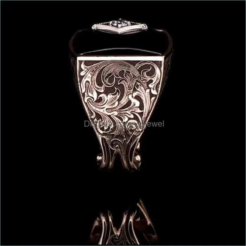 men solitaire rhineston jewelry rose gold enamel male finger ring classic size 712