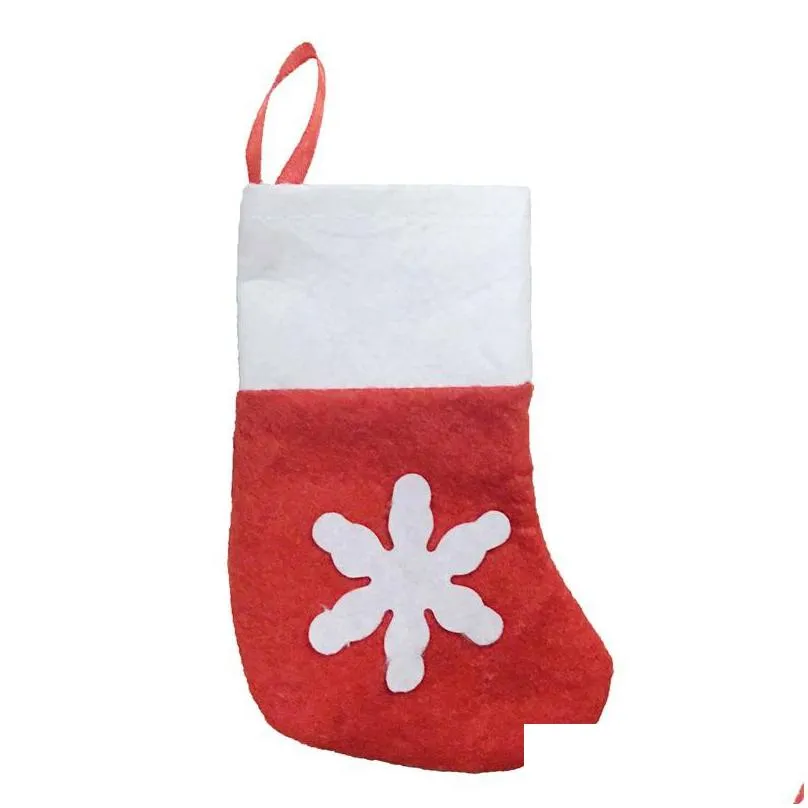 mini christmas stocking snow design xmas cute home decorations christmas socks christmas gifts bag spoons forks bag