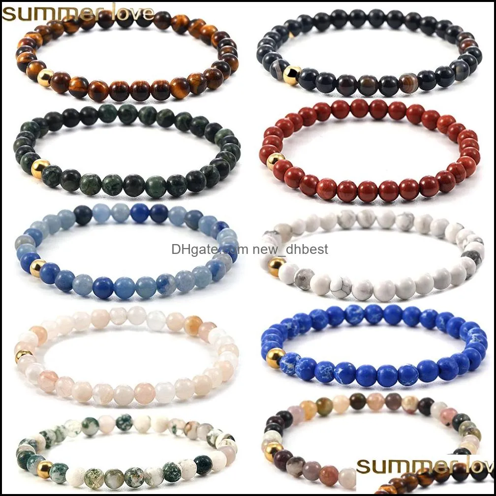 6mm fashion design natural stone healing agate stretch beaded bracelet women men handmade precious gemstone yoga balance bracelets