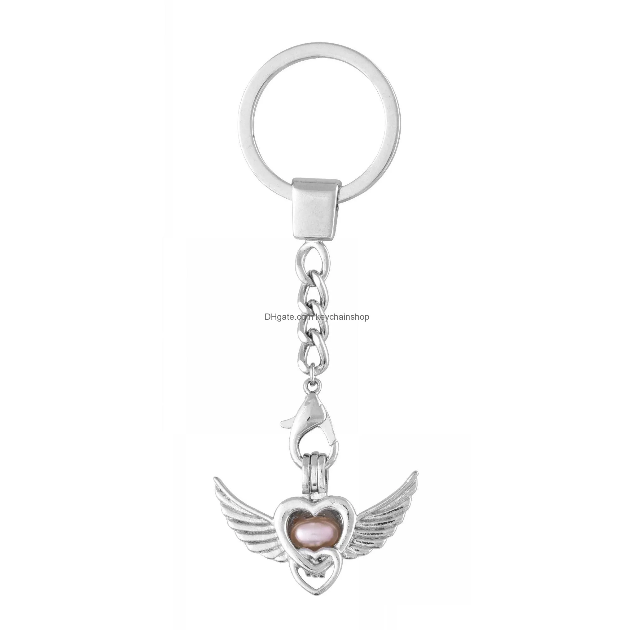 valentines day fashion gift cage key chain silver locket love wish pearl lovely dacing dolphin cage