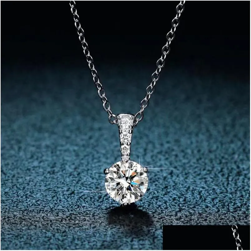 other trendy real 1 d color moissanite diamond necklace women jewelry 100 925 sterling silver clavicle with gra giftother otherother