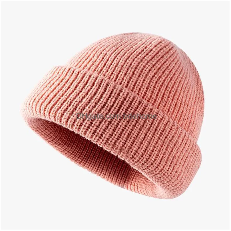 autumn winter women knitted hat hiphop pure color warm beanie skull caps knitting hats