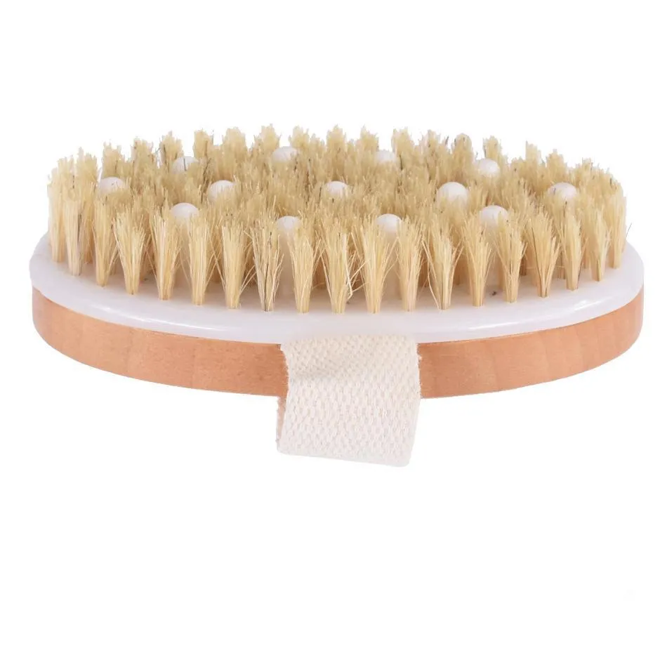 dry brushing body brush exfoliating dry skin spa massage scrub brush with natural boar bristles and soft beads