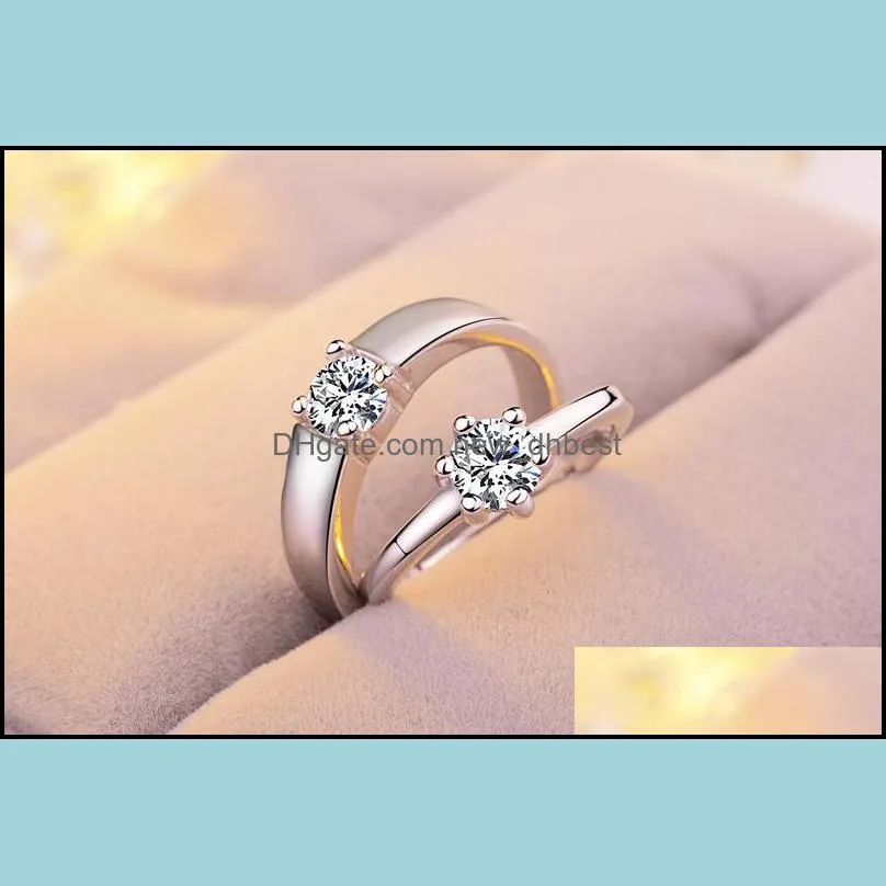 12 styles luxury sterling silver wedding rings women and men s engagement cz gemstone open rings for couple promise fashion jewelry