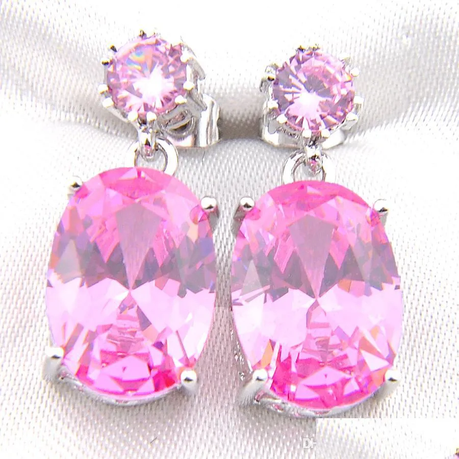 for women jewelry earrings luckyshine 925 sterling silver plated pink kunzite gems weddings engagemets earring jewelry zircon