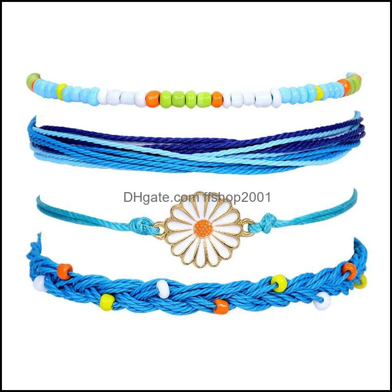 adjustable wax wire weave bracelets bohemian friendship braided rope bracelet bangle for women men jewelry dhs q539fz