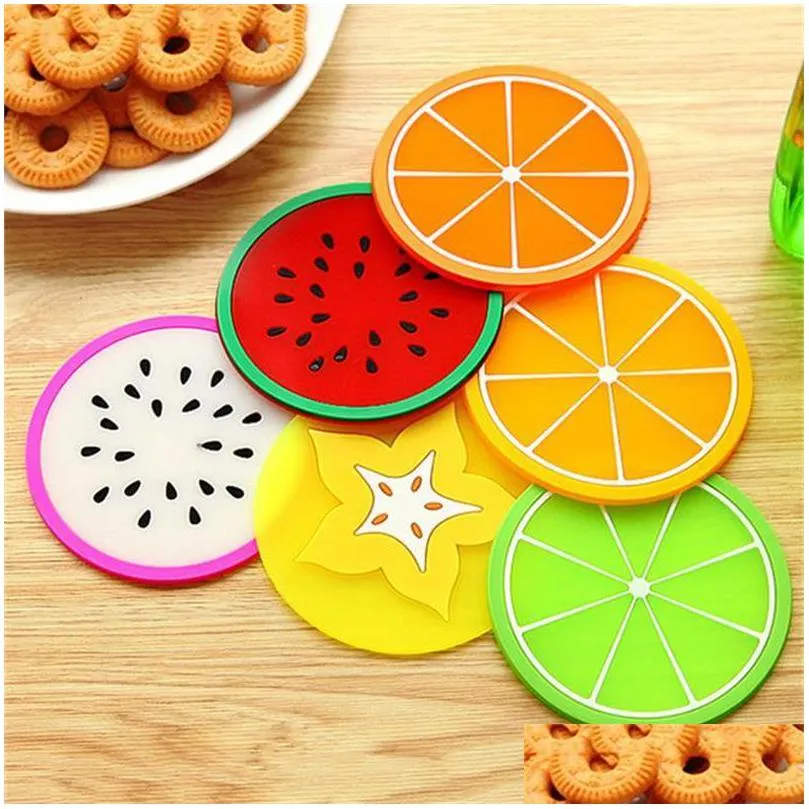 cute fruit shape coaster silicone cup pad slip insulation pad cup drink holder placemats for christmas kitchen table