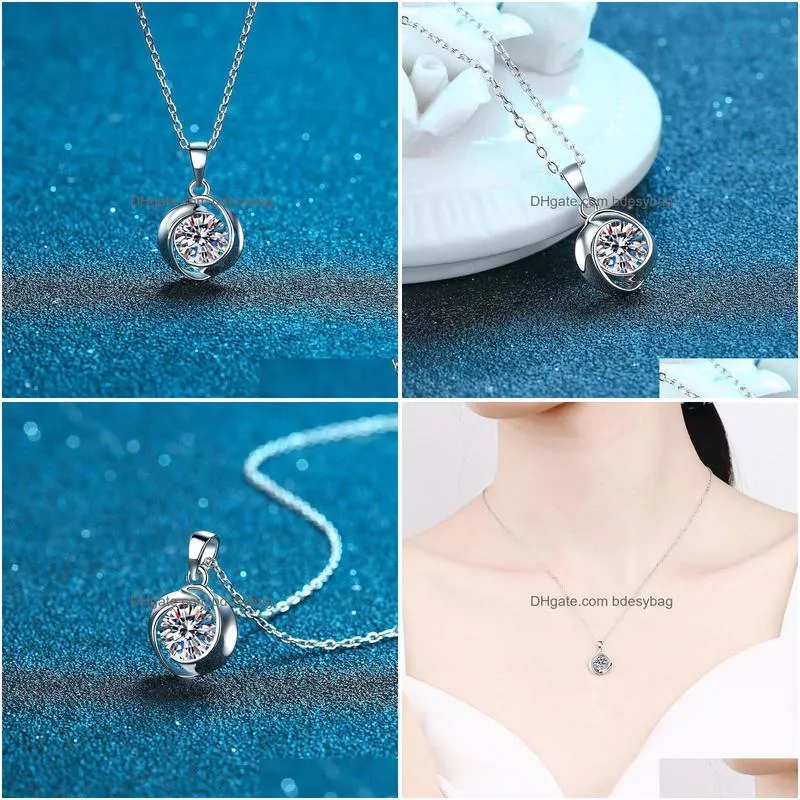 other korean style s925 silver d color moissanite necklace women fine jewelry 1 lucky clover pendant giftother