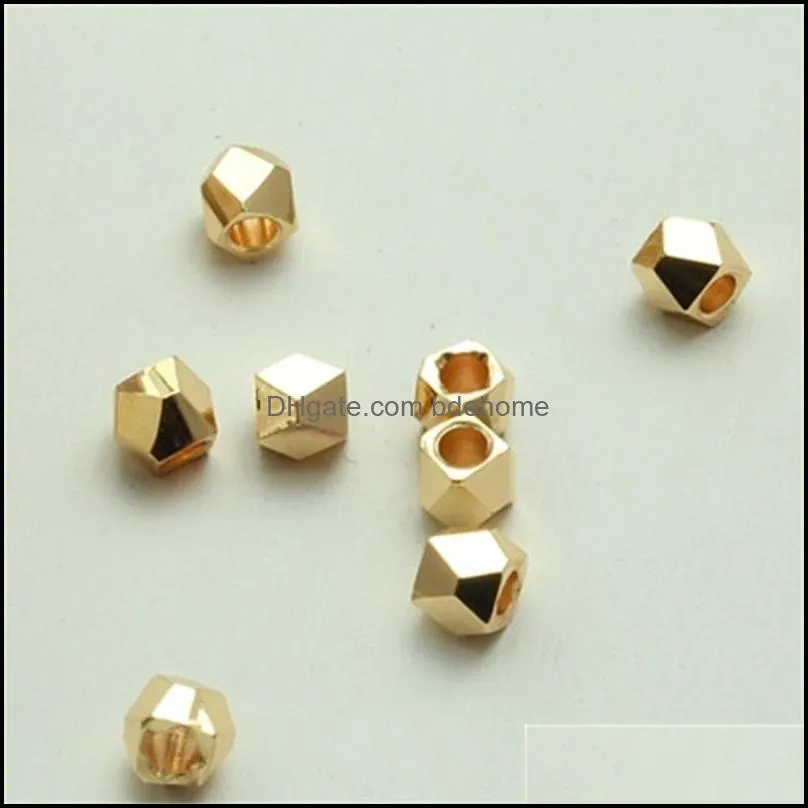 bracelet diy polygon metals beads cut copper 2.5mm 3mm 4mm 5mm loose bead necklace beaded fashion jewelry for women men 0 23tl q2