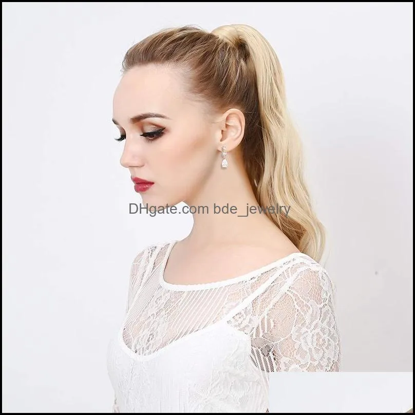 fashion designer clear cubic zirconia waterdrop dangle earrings for women bridal wedding earring dangle ear party jewelry gift