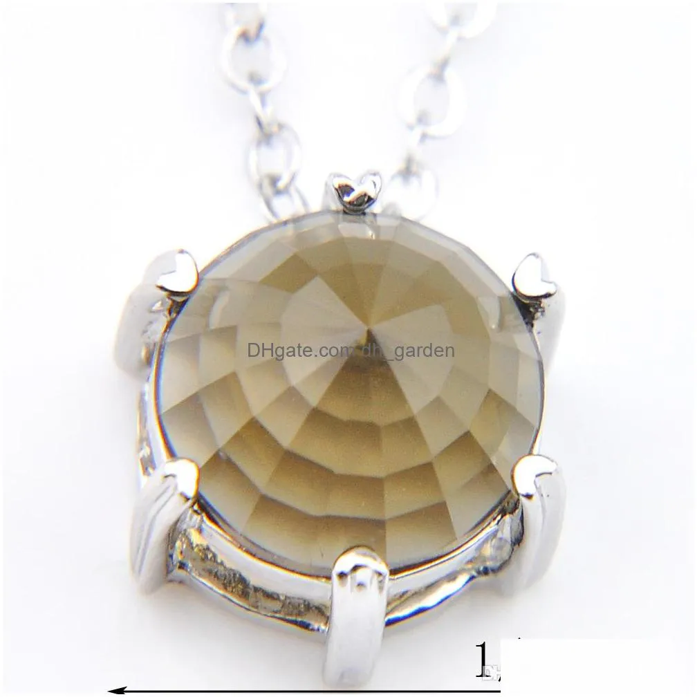 5 pcs /lot 10mm smoky topaz vintage pendants jewelry fashion women classic simple design necklace pendant