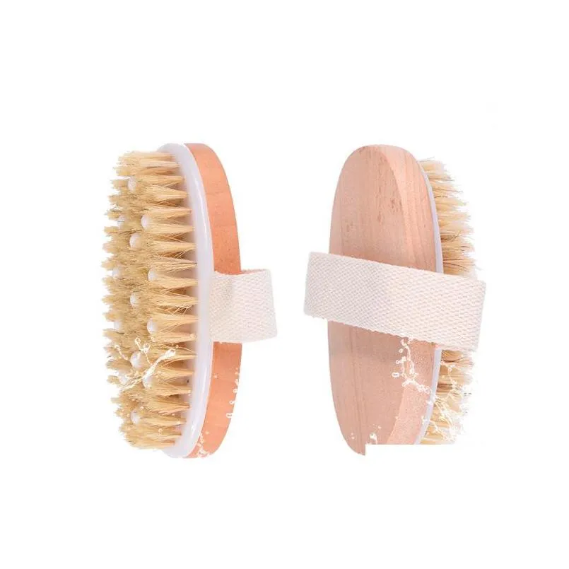 dry brushing body brush exfoliating dry skin spa massage scrub brush with natural boar bristles and soft beads