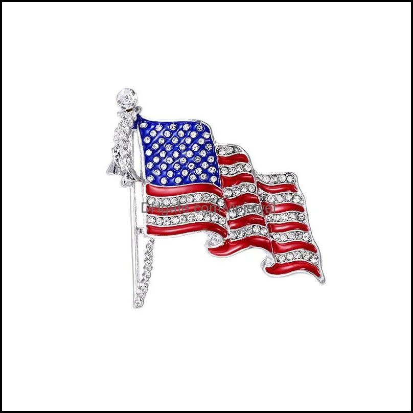 fashion crystal handmade brooches united states flag lapel pins unique rhinestone jewelry gift