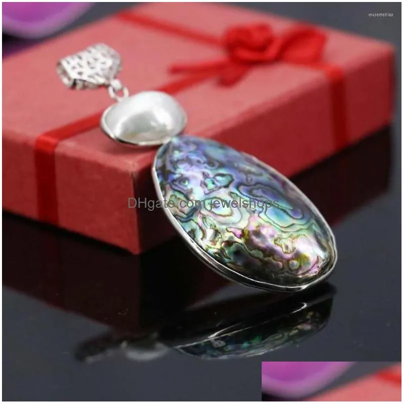 pendant necklaces 40 52mm natural abalone sea shells colours paua shell beads stone stripe decoration jewelry making design gift women
