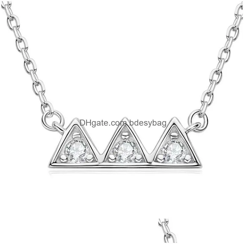 pendant necklaces trendy 0.18ct d color moissanite mountain necklace for women 925 sterling silver 3 stone diamond birthday giftpendant