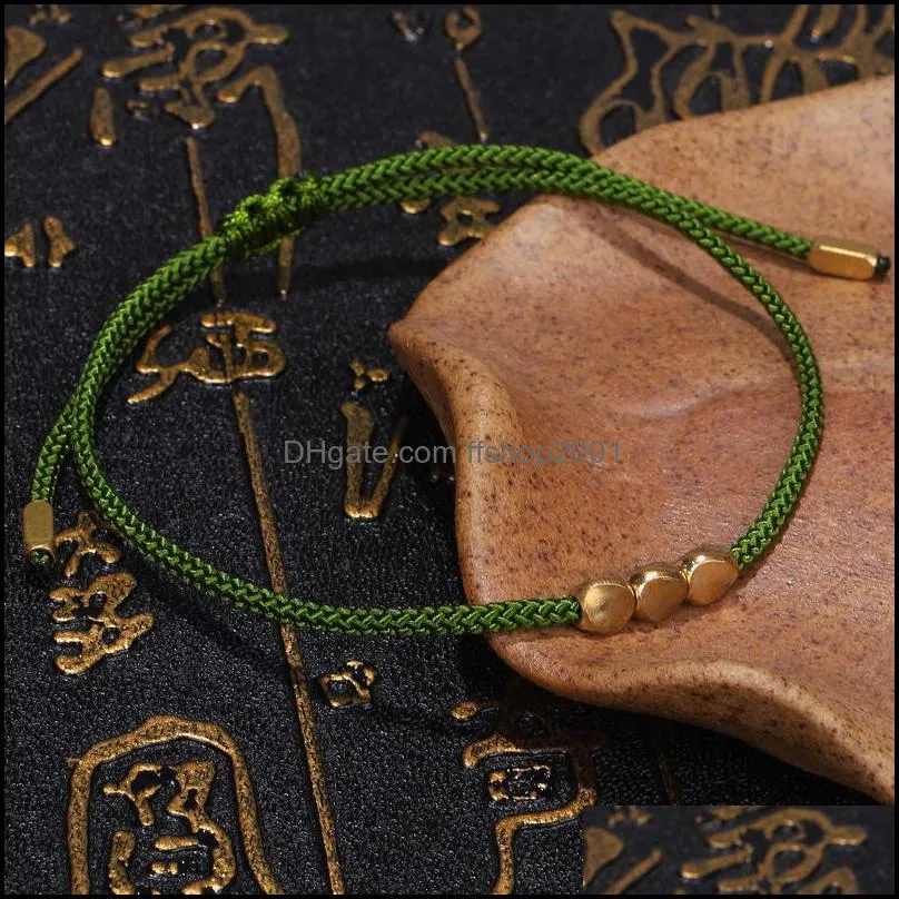 creative irregular copper beads bracelets adjustable colorful rope bangle handmade woven bracelet for women girls jewelry dhs